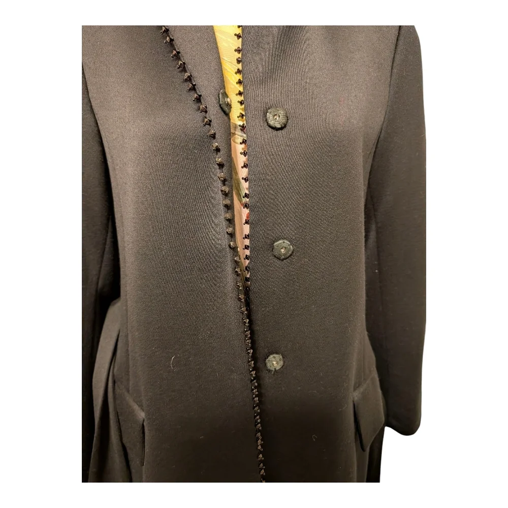 Rare!!! Vintage Beaded Zara Woman 100% Wool Black Beaded Coat. Made In Spain - Picture 3 of 13